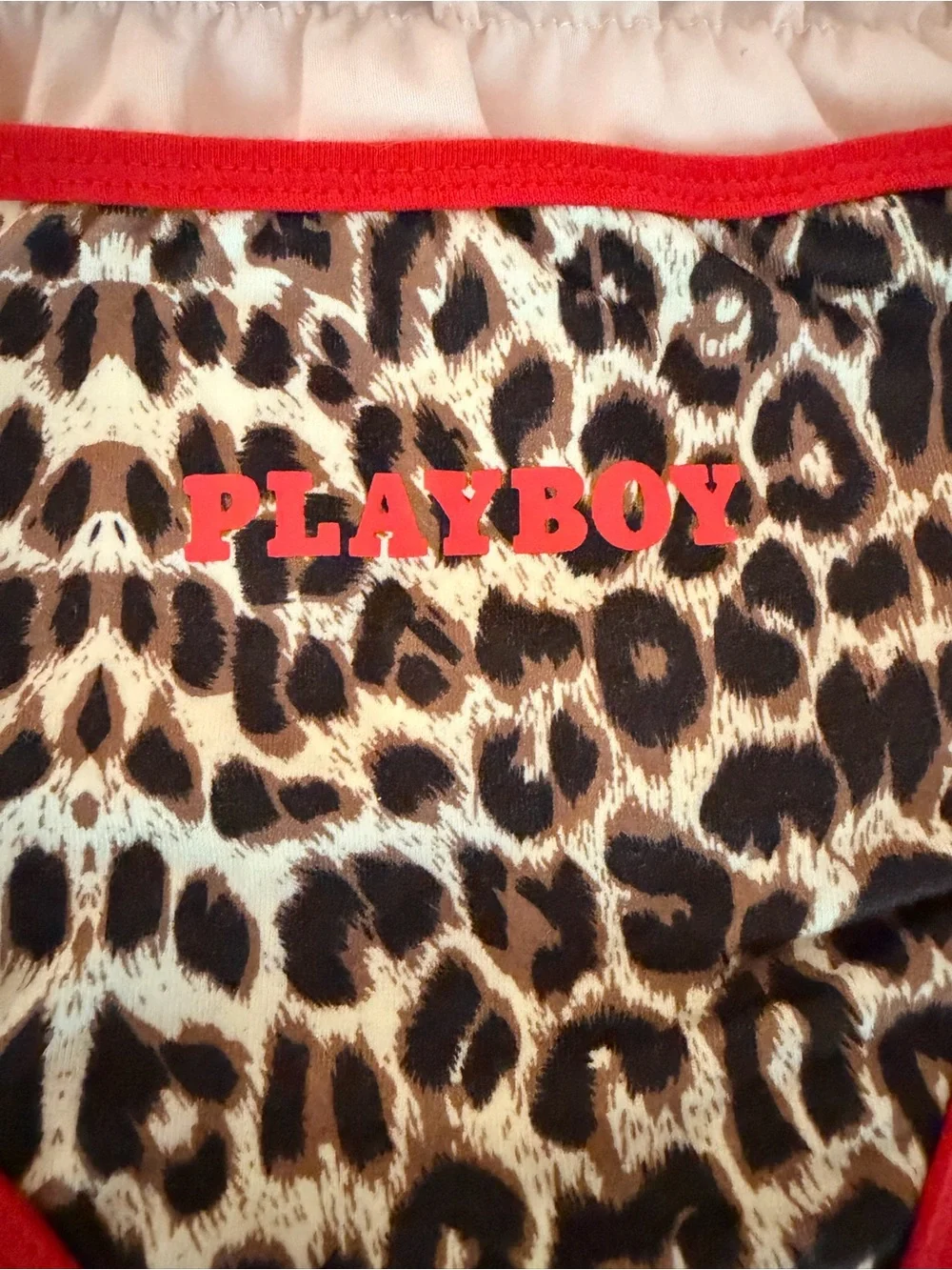 Missguided + Leopard Print Bralette & High-Waist Panty with Red Trim
